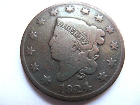 1824  1C BN  Large Cent Nice Detail VG   #300 Cover