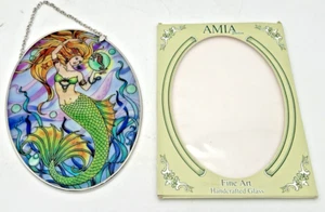 AMIA STUDIOS STAINED GLASS MERMAID SUN CATCHER 6.5" X 9" HANDCRAFTED - Picture 1 of 15