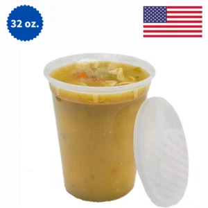 48-Pack 32oz Plastic Deli Food Containers Lids Air-Tight Freezer Microwave Safe - Picture 1 of 7