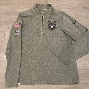 Nike Oakland Raiders 1/4 Zip Jacket Mens Large Olive Salute to Service Dri-fit - Imagen 1 de 13
