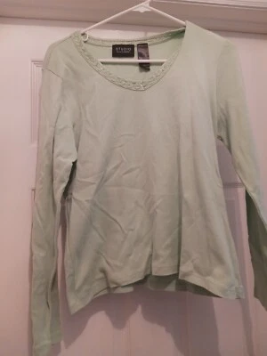 Blusa feminina Studio By Liz Claiborne turquesa (tamanho médio) - Imagem 1 de 4