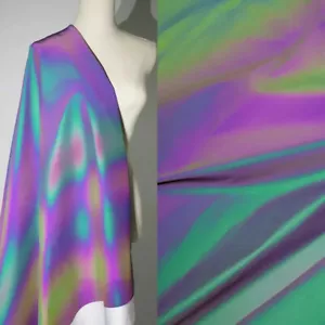 New Magic Colorful Cloth Rainbow Reflective Fabric Garment Accessories 1 yard - Imagen 1 de 11