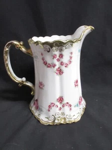 Noritake Porcelain Hand Painted Pink Roses 8.5" Tall w Gold Trim Pitcher, JAPAN - Picture 1 of 11