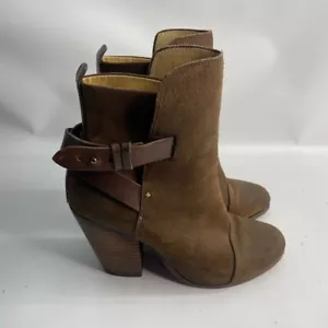 Rag & Bone Womens Kinsey Boot Size 37 7 Distressed Brown Suede Block Heel Bootie - Picture 1 of 8