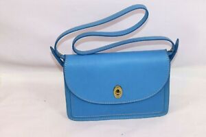 BRAND NEW FOSSIL BRAND BRIGHT BLUE RECTANGLE HANBAG WITH TURNLOCK 