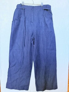 Witchery Pants Womens Sz 12 Navy High Waist 100% Linen - Foto 1 di 5