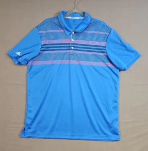 Adidas Golf Blue Red Stripe Polo Men Golf Shirt Size XL Short Sleeve Stretch - Picture 1 of 23