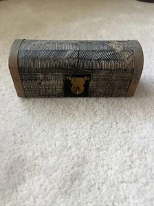 Home Decor Vintage Brown Wooden Box with Metal Trim. Made in India. - Picture 1 of 5