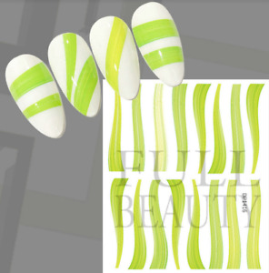 Nail Art Sticker Curve Strip Green Line Decals Manicure DIY Peel & Stick NH10
