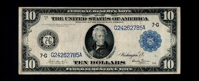 1914 Large Size $10 Federal Reserve Note Chicago - Image 1 of 2