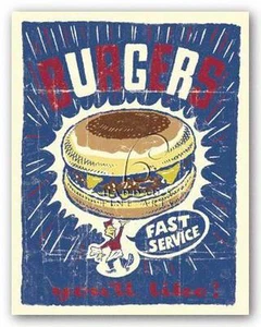 RETRO KUNSTDRUCK Burger Joe Giannakopoulos 11x14 Haddads - Bild 1 von 1