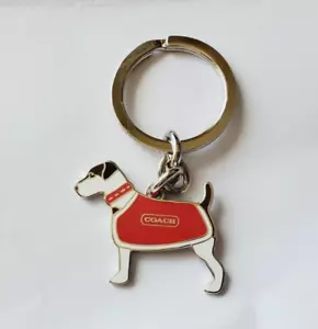 Coach Keychain Cute Puppy Dog Wearing Clothes Silver Tone New - Picture 1 of 2