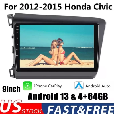 Для Honda Civic 2012-2015 Android 13 автомобильное стерео радио Apple CarPlay GPS навигатор 64G - Изображение 1 из 4