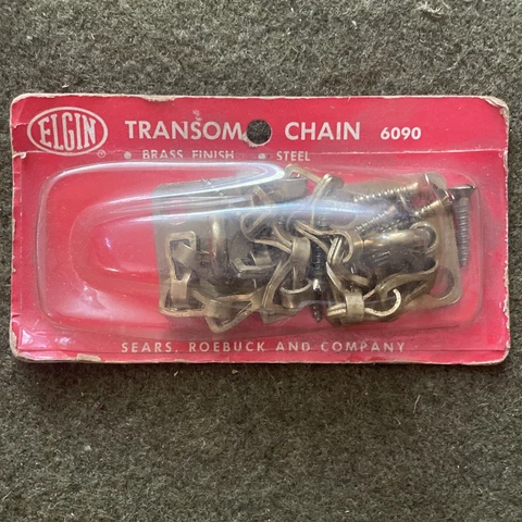 Vintage Metal Brass Transom Window Chain Elgin Sears USA Cover