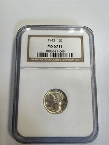 1943 MERCURY DIME NGC MS67 FB - Picture 1 of 6
