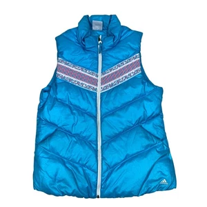 Adidas Vintage Doudoune Gilet UK 14 Doudoune Rembourrée Gilet Doudoune Bleu - Picture 1 of 11