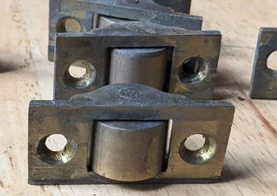 Vintage solid brass mortise rollers / casters, set of 7 - Image 1 of 4