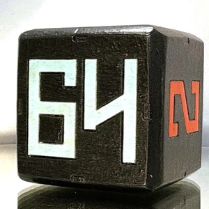 64.BLACK.Pale blue and Orange - Stick Font - Backgammon Doubling Cube 36mm - Picture 1 of 12