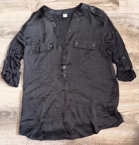 S.Oliver Damen Bluse Shirt Langarm Krempelarm Knopfleiste Schwarz Größe S - Bild 1 von 7