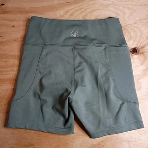 Body Glove Women's Small High Rise Waisted Yoga Shorts Green Activewear - Picture 1 of 9