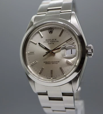 Vintage 1967 Rolex Oyster Perpetual Date 1500 Automatic Silver Dial 34mm Men's - image 1 of 4