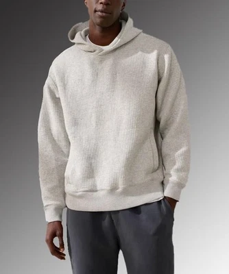 Moletom com capuz Abercrombie & Fitch YPB texturizado com nervuras cinza claro masculino médio - Imagem 1 de 4