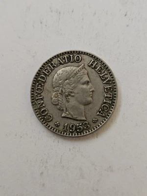1953 Switzerland 10-B Rappen Round Coin Nice - Image 1 of 4