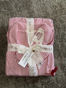 Laura Ashley womens soft Long sleeved pajama Set L Red Striped - Picture 1 of 3
