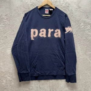 VTG Y2K Parasuco Ergonomic Jeans Long Sleeve Spell Out T Shirt Navy Size XL - Picture 1 of 7