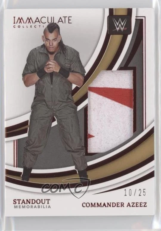2022 Immaculate WWE Standout Memorabilia Red /25 Commander Azeez Rookie RC - Image 1 of 2