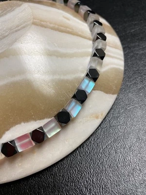 Handmade Aura Quartz & Hematite High Quality 20.5” Necklace .925 Sterling Silver Foto 1 de 4