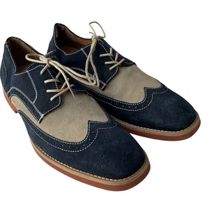 La Milano Italy Collection Blue Suede Leather Lace Up Oxford Shoes Men’s Size 12 - Picture 1 of 13