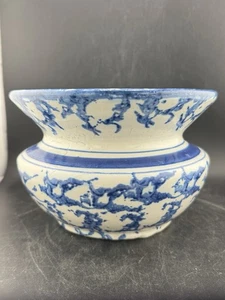 Antico gres a sputo modello spugna blu e bianco - Foto 1 di 12