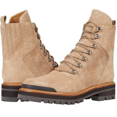 Marc Fisher LTD Izzie 2 Lug boots Natural Suede Faux Alligator embossed Size 10 - Image 1 of 4