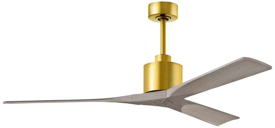 60" Matthews Nan Gray Ash and Brass Outdoor Ceiling Fan with Remote - Image 1 of 1