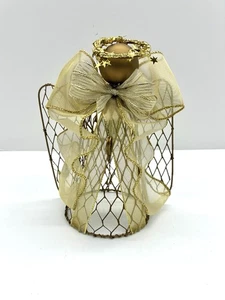 Figura de malla/alambre de metal envejecido adorno árbol de Navidad dorado de colección decoración del hogar - Imagen 1 de 10