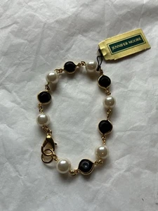 Jennifer Moore FAUX PEARL & FAUX ONYX BRACELET . New With Tags. See Photos. - Picture 1 of 1