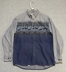 Vintage Cabela's Legendary Quality Medium Deer Aztec Flannel Long Sleeve Shirt - Picture 1 of 7
