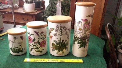 Juego de 4 botes con tapas para jardín botánico Portmerion Foto 1 de 4