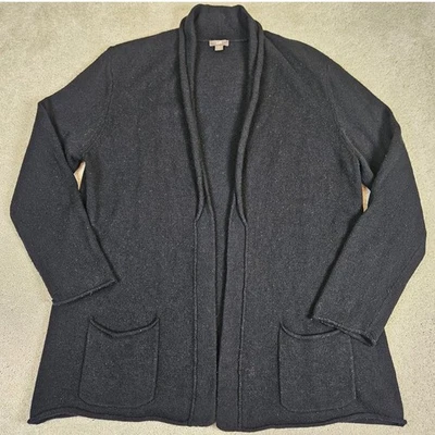 Cárdigan para mujer J.Jill negro frente abierto mezcla cachemir bolsillos talla mediana Foto 1 de 4