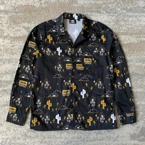 Dickies Black Shirt Large Long Sleeve Western Cowboy Rodeo All Over Print - Picture 1 of 9