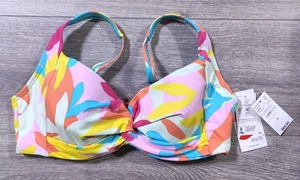 Top de natación Lands End para mujer talla 8 torcido frente con aros bikini top floral - Imagen 1 de 4