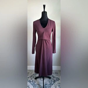 B00B Design Women's Maternity Nursing Midi Length Casual Burgundy Dress Size M - Picture 1 of 10