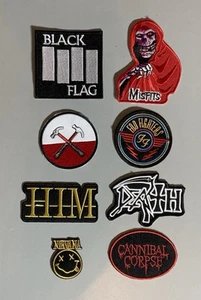 NEW Metal Rock Punk Bands Embroidered Patches Lot Of 8 Misfits Death Nirvana - Picture 1 of 17