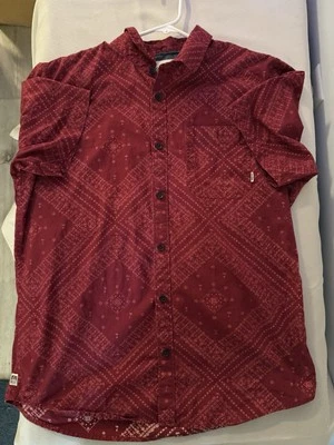 Camisa Reef Hombre Roja Manga Corta Botón Abajo Grande Foto 1 de 3