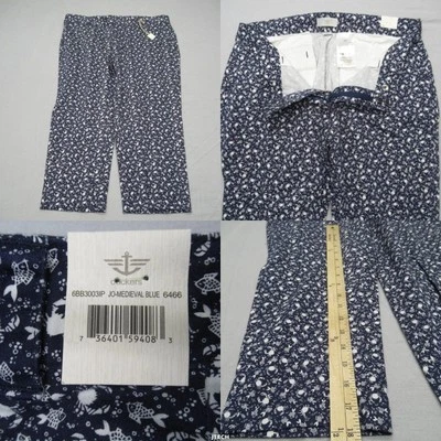 Dockers Capri Pants Womens 12P Blue Sea Crab Fish Print Zip Pocket 32x18 NEW - Image 1 of 4
