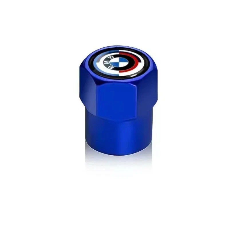 4 Piece BMW 50th Anniversary Tyre Valve Dust Caps Blue Stem Case Covers Genuine - Image 1 of 1