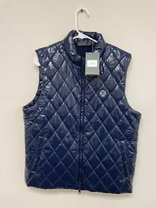 G/Fore Vest M Blue Zip Quilted Shine Nylon Wool Lined Puffer Golf NWT - Picture 1 of 9