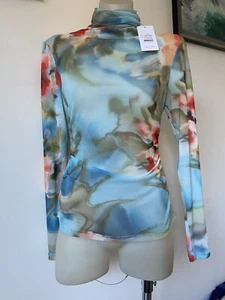 CUE Lovely Printed Soft Mesh High Necked Top . Orig Tags - Picture 1 of 9