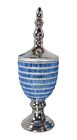 Blue And Silver Ceramic Duke Finial Urn Vase Urn Bowl